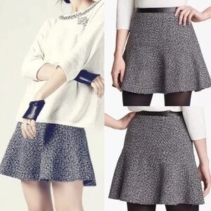 Nordstrom Hinge Tweed Fit and Flare Mini Skirt with Faux Leather Waist Trim